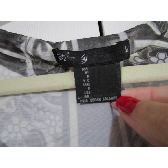 Simply Irresistible Womens Boho Blouse Size Medium Black White Smocked Waist - Picture 4 of 10